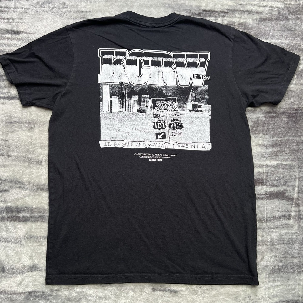 KCRW Radio Shirt Men's Medium Black California 89.9FM Music Graphic LA